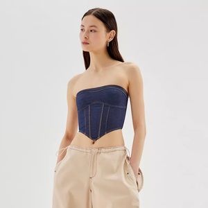 Out from under done up in denim Urban Outfitters denim bustier corset top